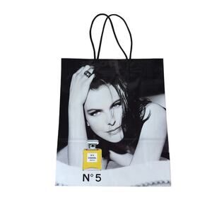 Vintage Chanel No 5 Perfume Shopping Bag Tote 1998‎ Model Black White Christmas